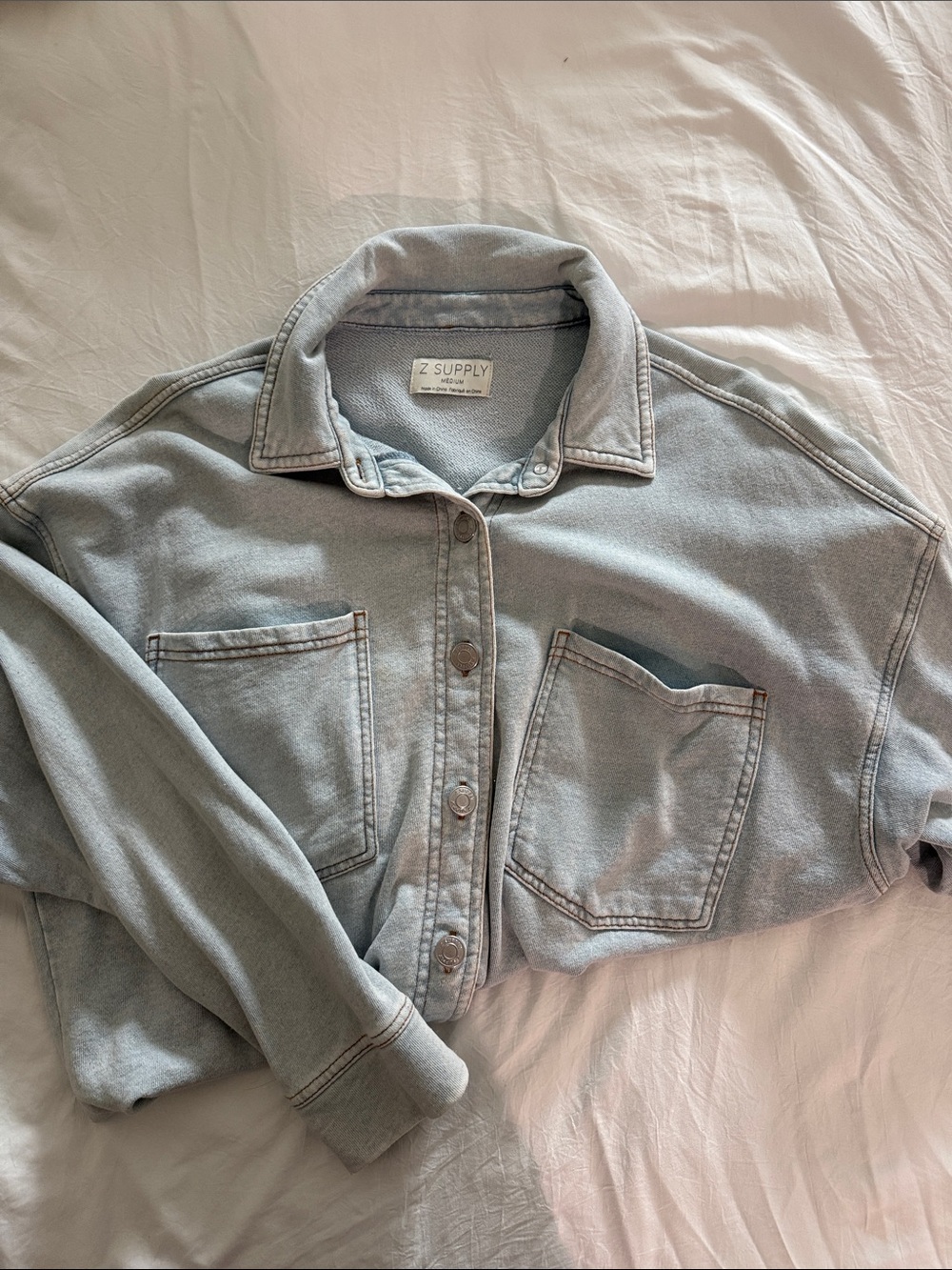 Z Supply Washed Light Blue Denim Jacket